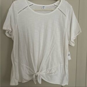 Old Navy NWT White Front Tie Crochet T-Shirt Women’s Size XL